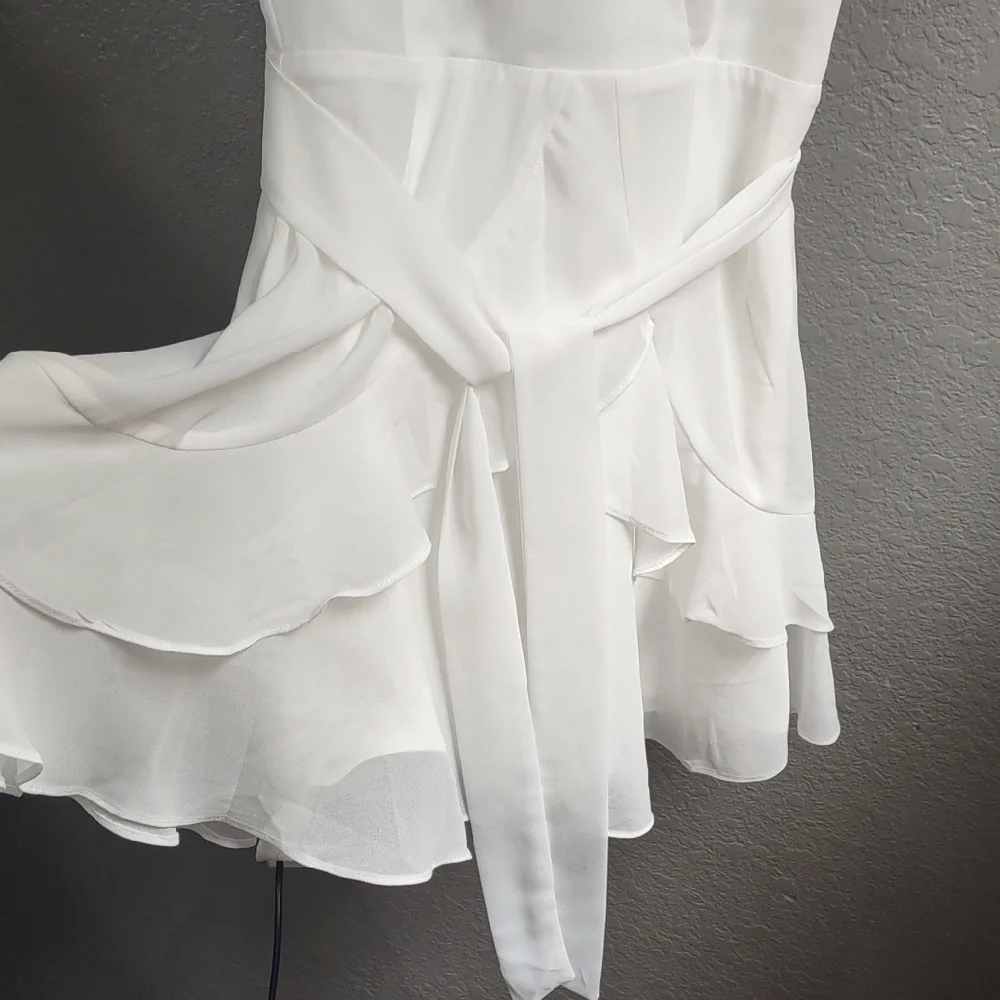 LULUS Elegant White Wrap Dress - Picture 9 of 16